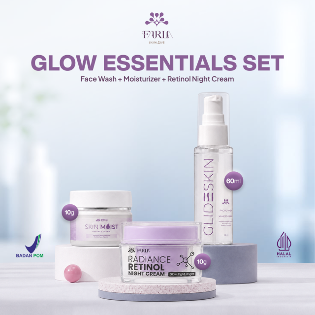 Farla Skinlove - Glow Essentials Set | Face Wash 60ml, Radiance Retinol Cream 10g & Moist Advance 10g